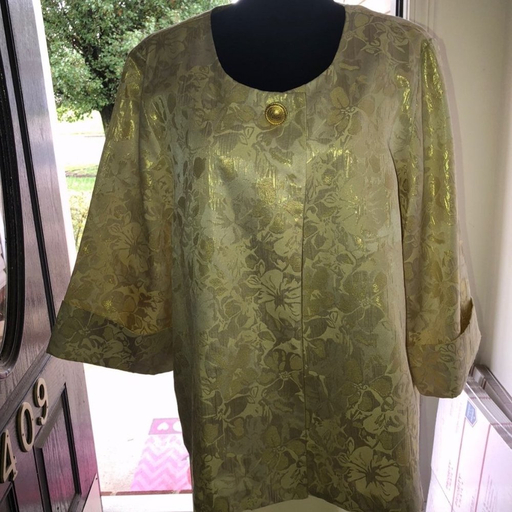Cream & Gold Unlined 3-pc Skirt Suit